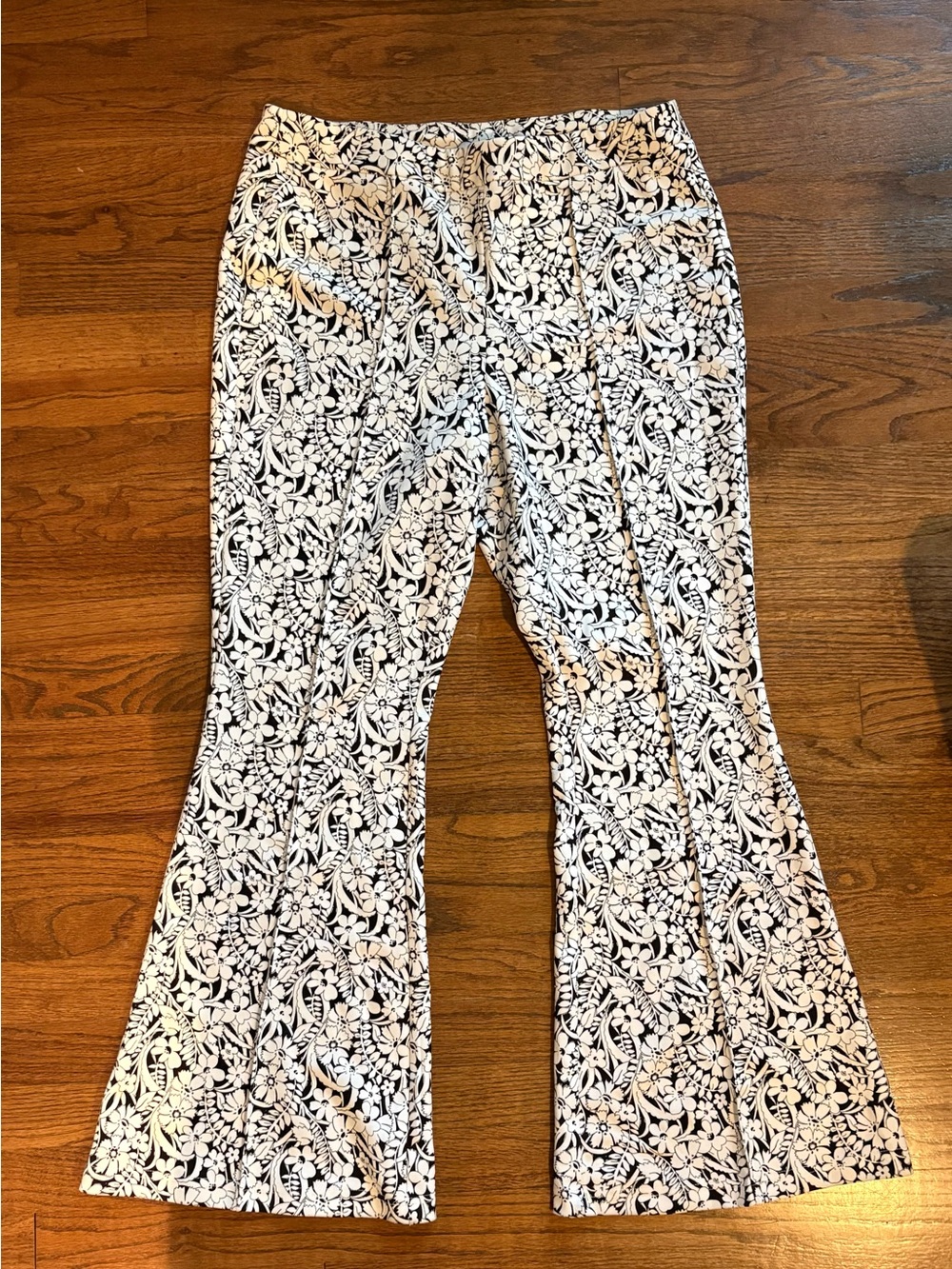 Cato Black and White Floral Flared Pants